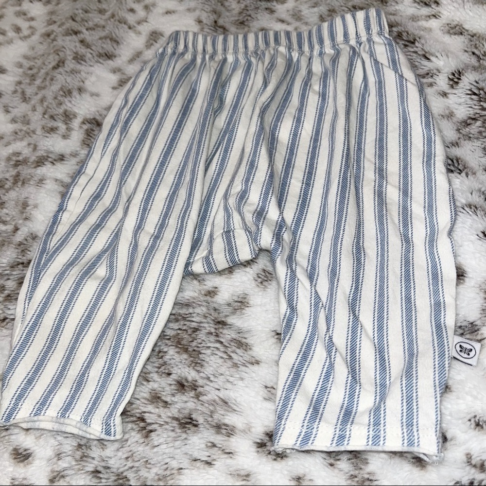 Honest Company Blue White Stripe Trousers 0-3 Months